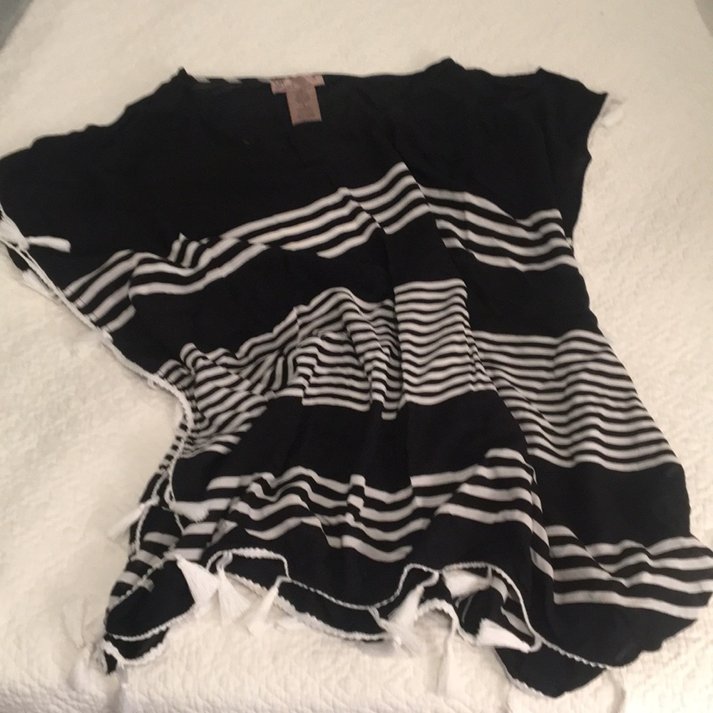 Black and white swim cover up